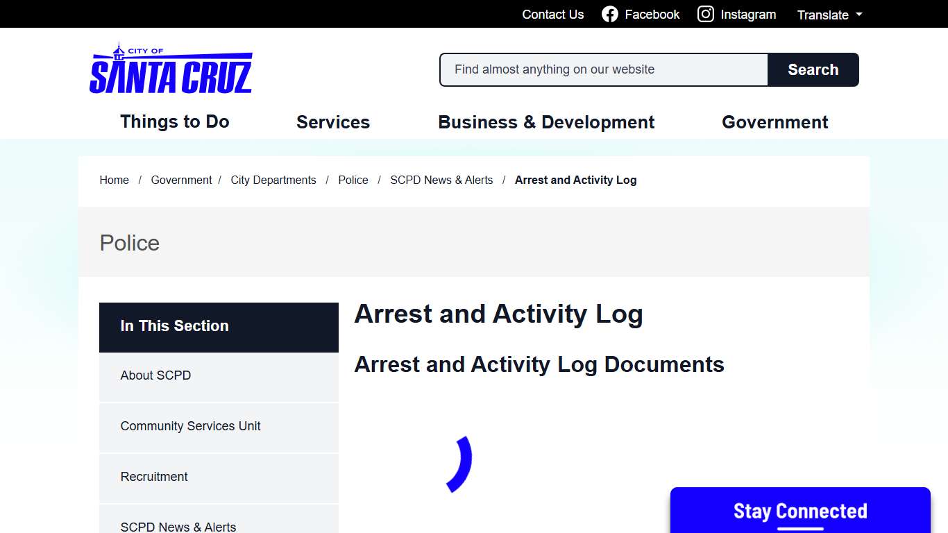 Arrest and Activity Log | City of Santa Cruz, CA